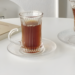 Glass Cups & Plate Set 6 Pcs